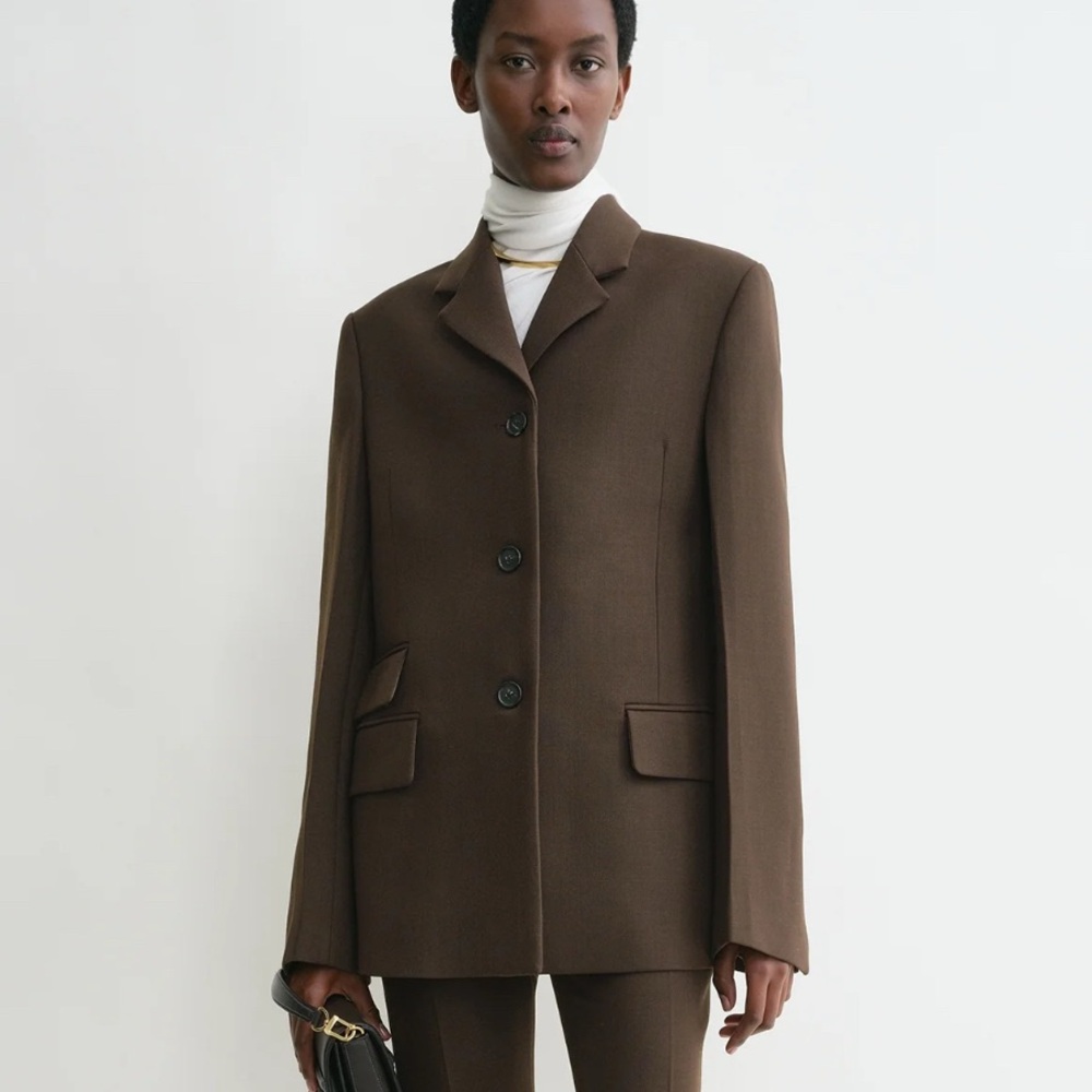 NWT Authentic Toteme Brown Wool Straight Blazer 30/00 (Fits Like 2-4)